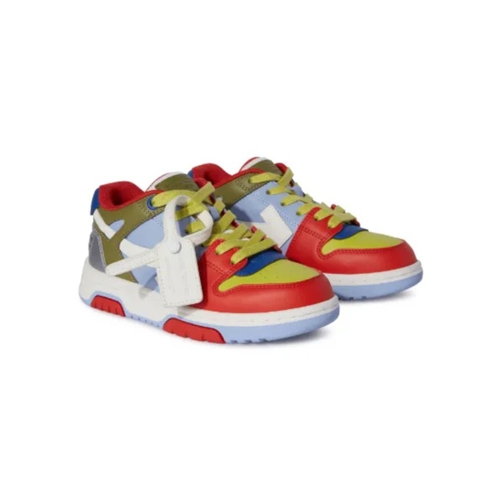 Off-White Red and Yellow Sneakers Dynamic Color Block Design WORN ONCE